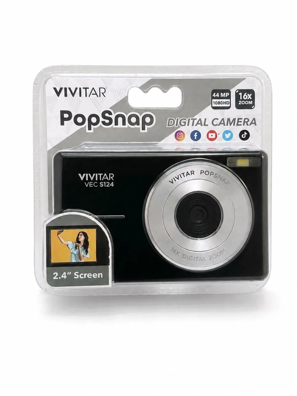 Vivitar PopSnap Black Digital Camera with 16x Zoom